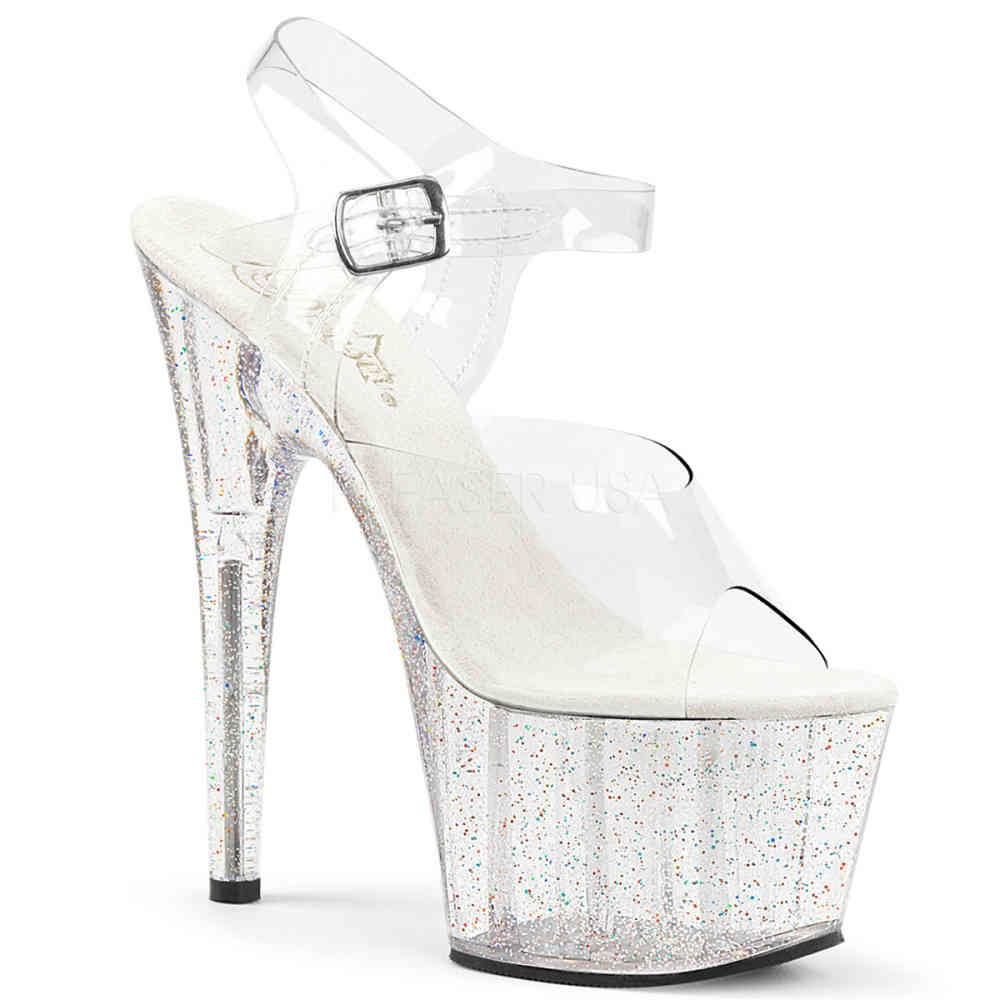 Pleaser - ADORE708MG Sandale à bride à la cheville, Pole dance chaussures - Chaussures de pole dance - Transparent Product image